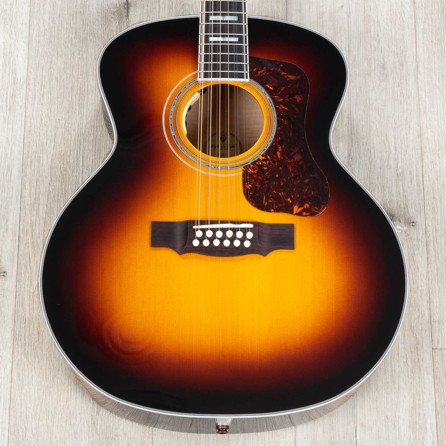Guild F-512E Maple Jumbo Acoustic-Electric 12-String Guitar, Antique Burst