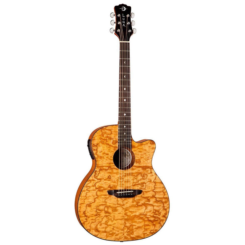 Luna Gypsy Quilt Ash Gloss Natural Acoustic-Electric Guitar with Preamp