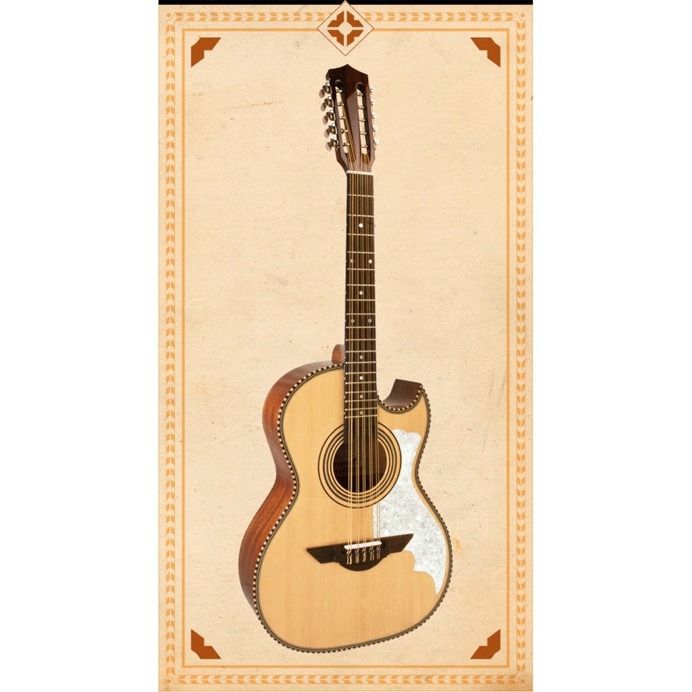 H. Jimenez LBQ2 El Musico Acoustic Bajo Quinto Guitar Mahogany Back and Sides with Gig Bag
