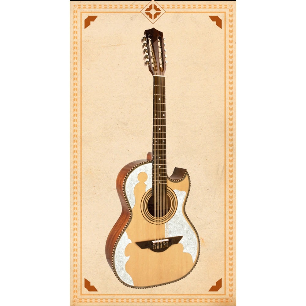 H. Jimenez LBQ4 El Patron Acoustic Bajo Quinto Guitar Mahogany Back and Sides with Gig Bag