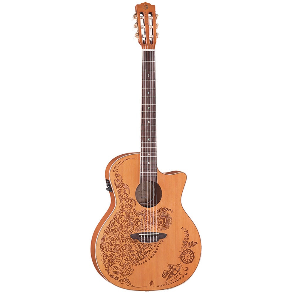Luna HEN O2 NYL Henna Series Oasis Nylon Folk Satin Finish Acoustic-Electric Guitar