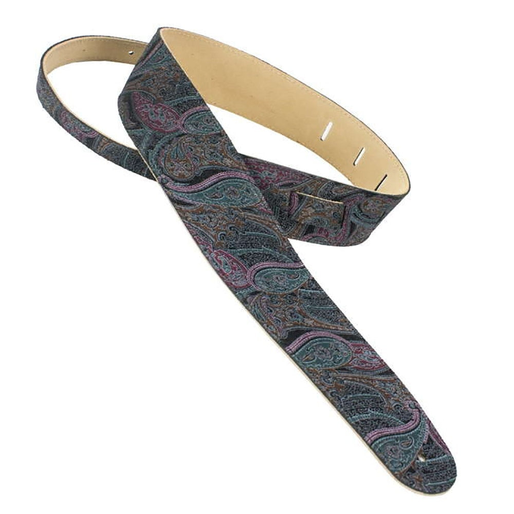 Henry Heller HCAP25P-BLK 2.5" Henry Heller Capri Leather Guitar Strap, Black Paisley