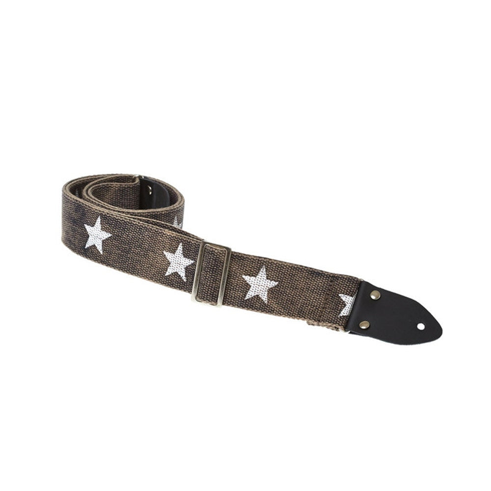 Henry Heller HCOTRV-03 2" Heavy Cotton Guitar Strap - Distressed Black with Stars