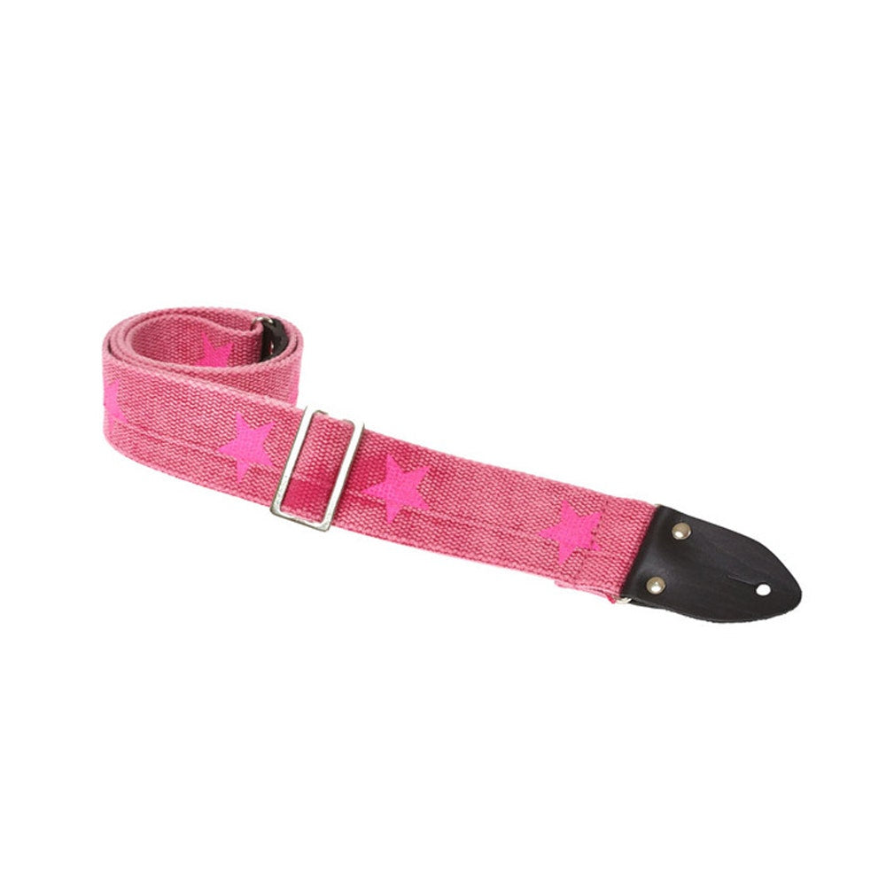 Henry Heller HCOTRV-05 2" Heavy Cotton Guitar Strap - Distressed Pink with Stars