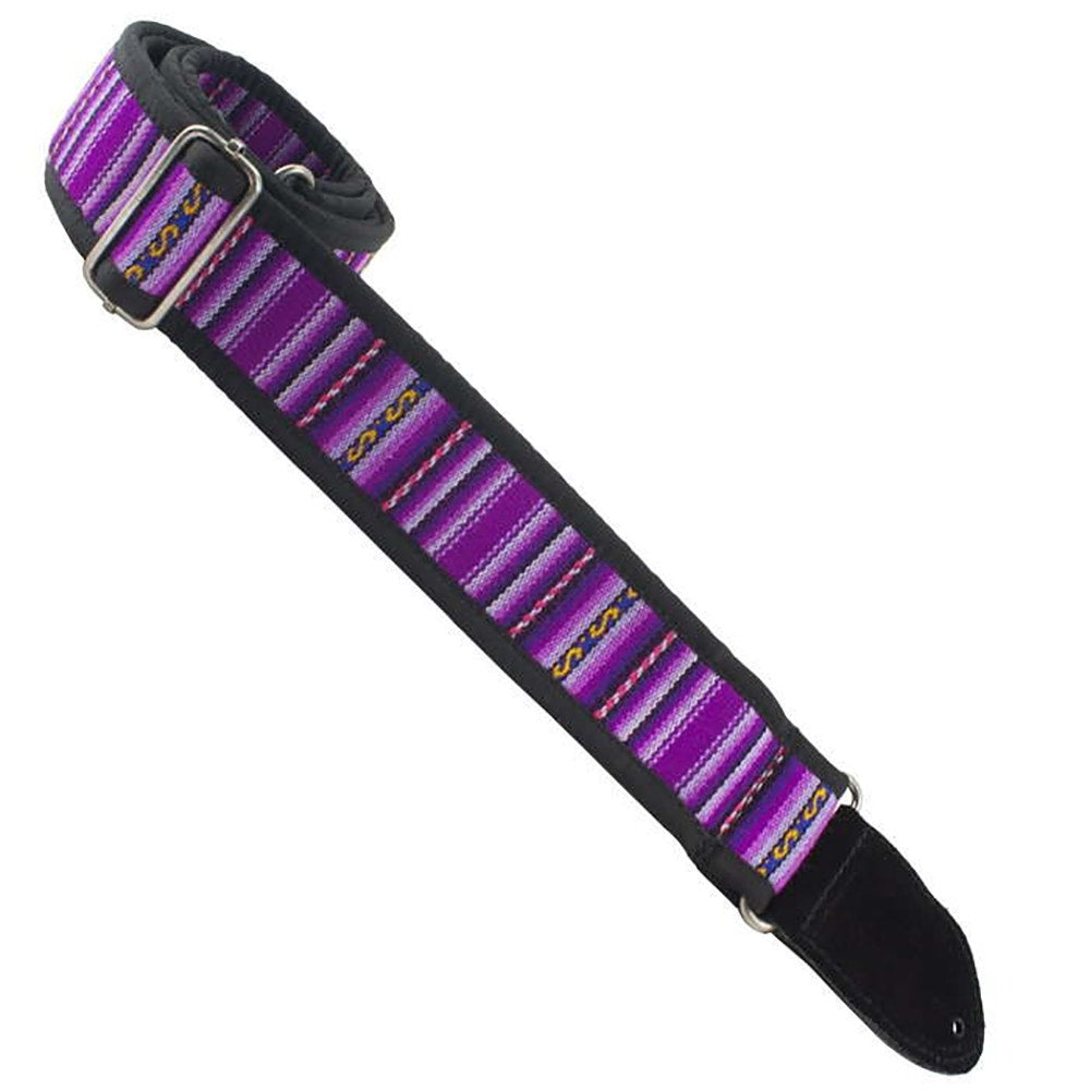 Henry Heller HPSE-02 2" Matador Jr. Series Inca Patterned Guitar Strap, Purple Stripes