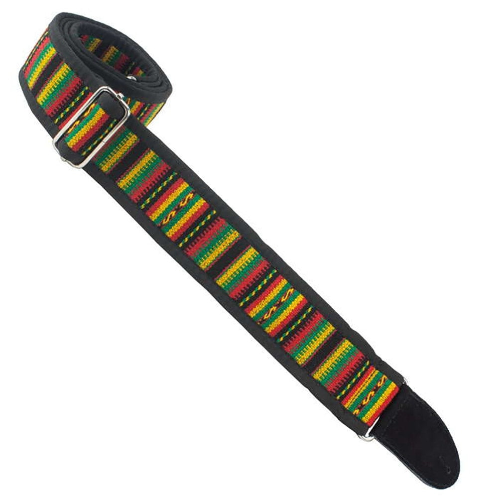Henry Heller HPSE-05 2" Matador Jr. Series Inca Patterned Guitar Strap, Reggae Stripes