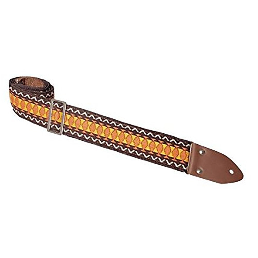 Henry Heller HVDX-03 Vintage Deluxe Reissue 2" Jacquard Weave Guitar Strap - Orange, Brown, Gold