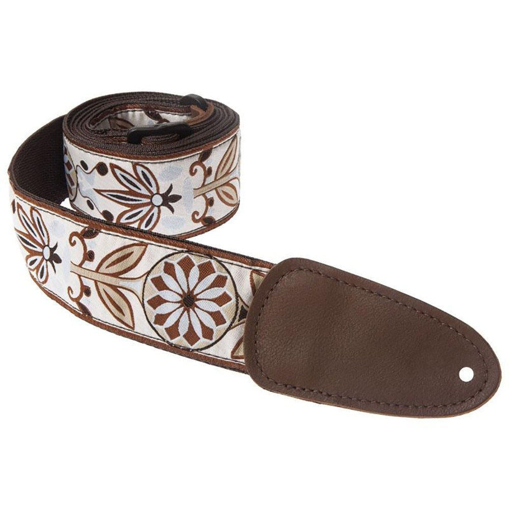 Henry Heller HJQ2-40 2" Deluxe Jacquard Guitar Strap - White / Brown