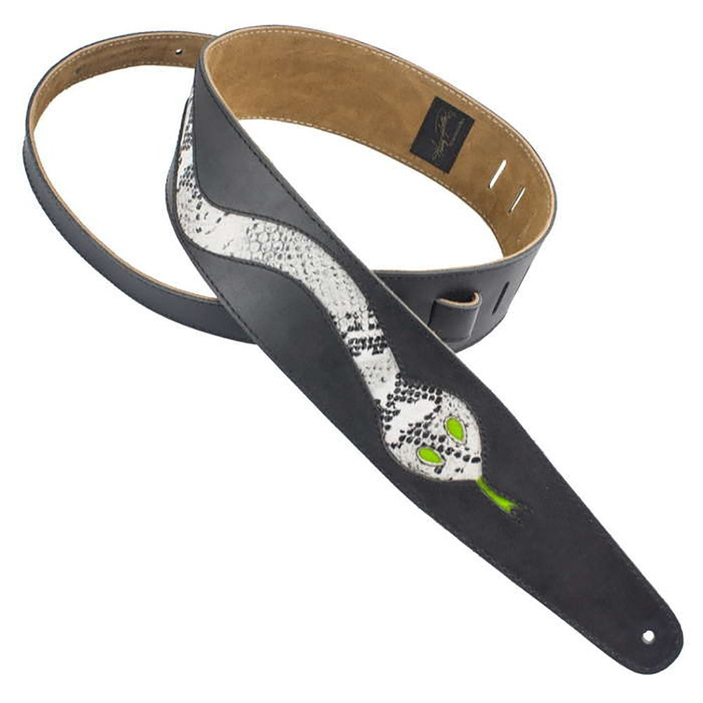 Henry Heller HPCS-02 Black Leather Guitar Strap with Boa Snake Cutout