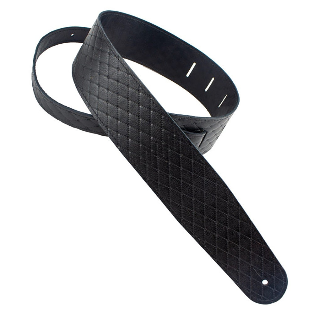 Henry Heller HQL-BLK Quilted Garment Leather Guitar Bass Strap, Black