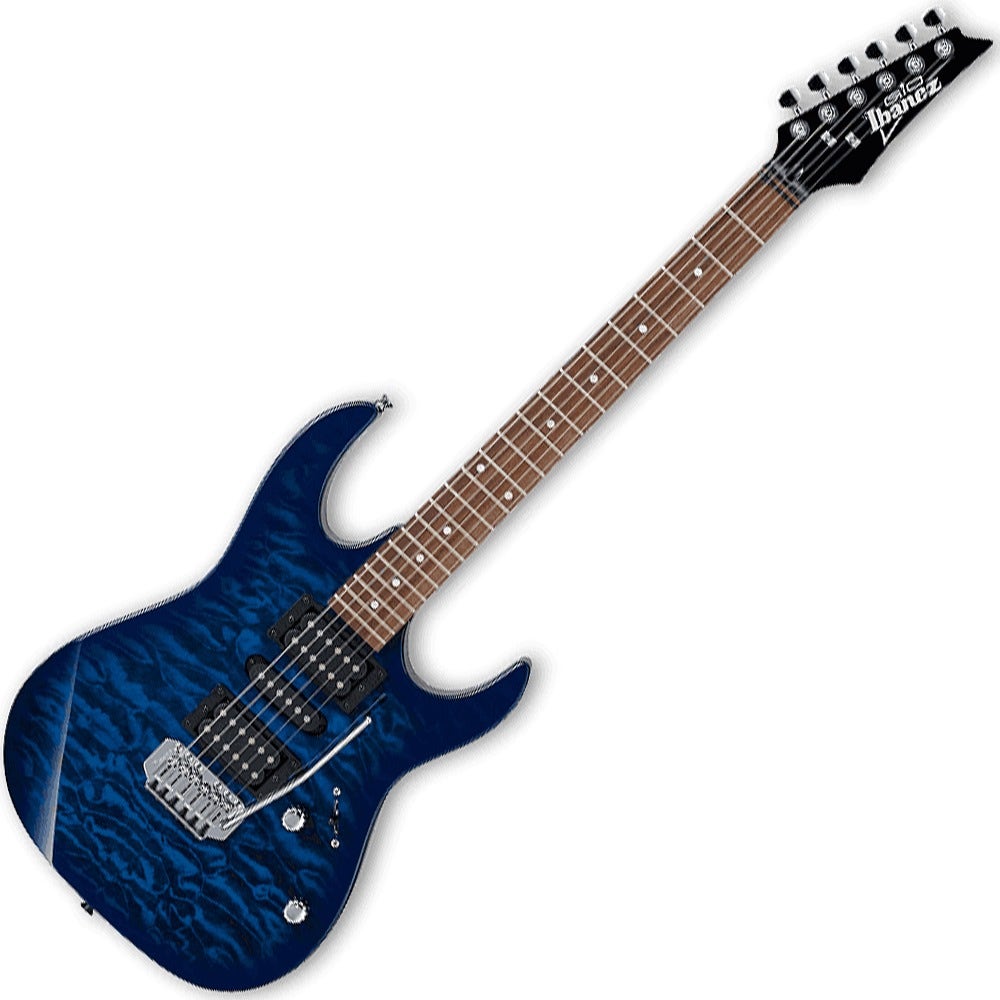 Ibanez GRX70QA TBB Gio Series Electric Guitar Hum-Single-Hum and Tremolo in Transparent Blue Burst Finish