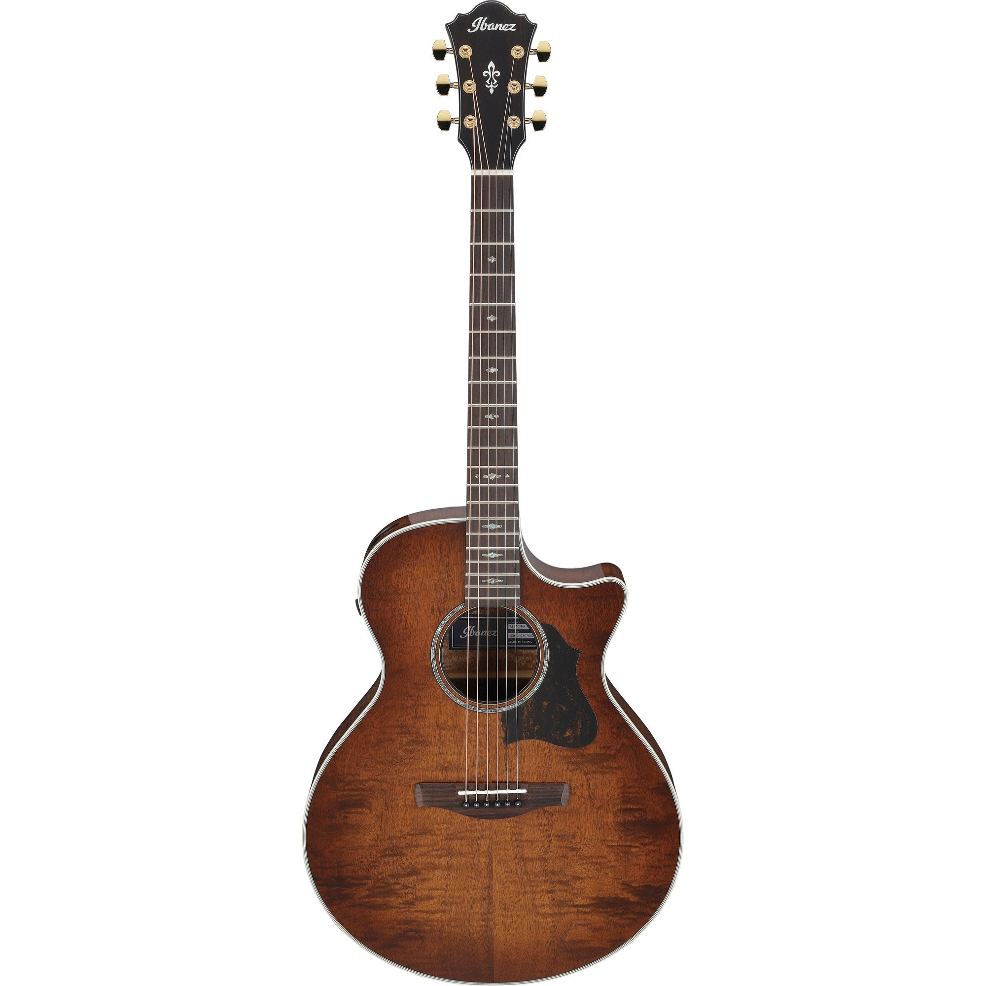 Ibanez AE340FMH AE Acoustic-Electric Guitar, Solid Flamed Okoume Top, Mahogany Sunburst High Gloss
