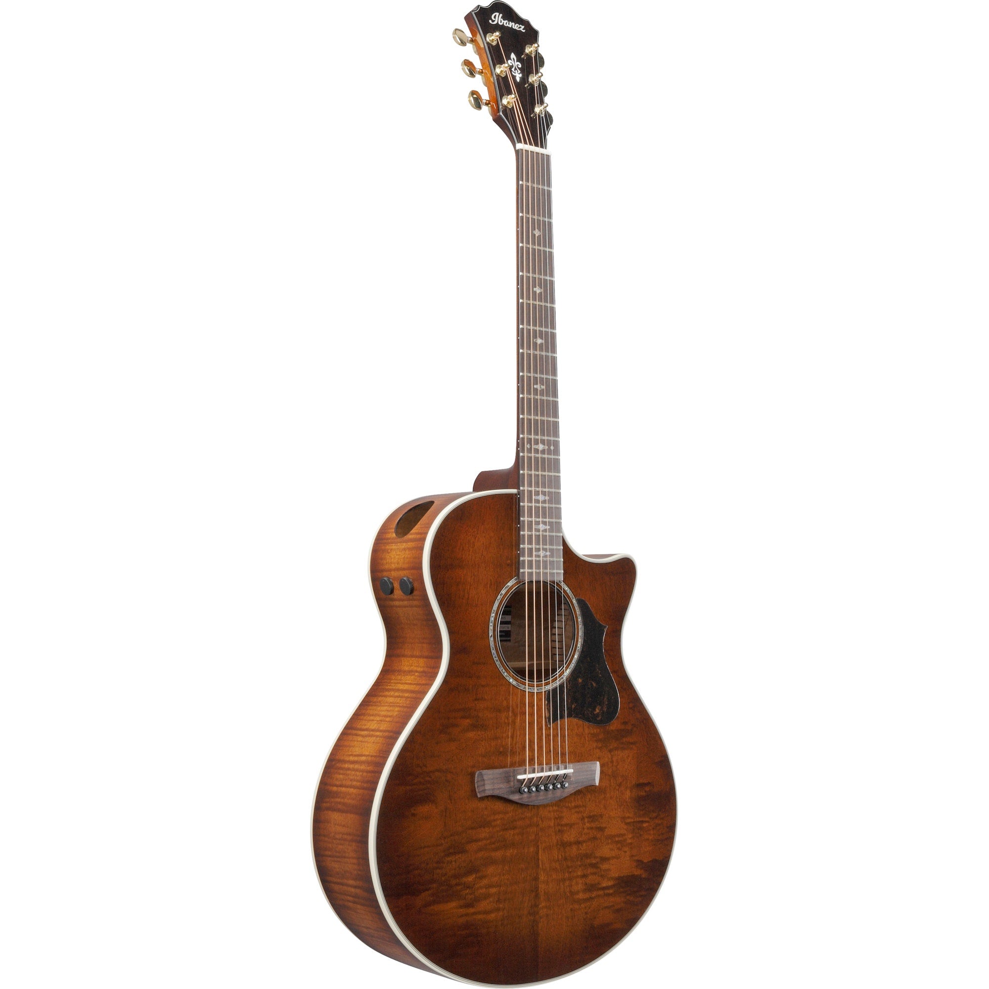 Ibanez AE340FMH AE Acoustic-Electric Guitar, Solid Flamed Okoume Top, Mahogany Sunburst High Gloss