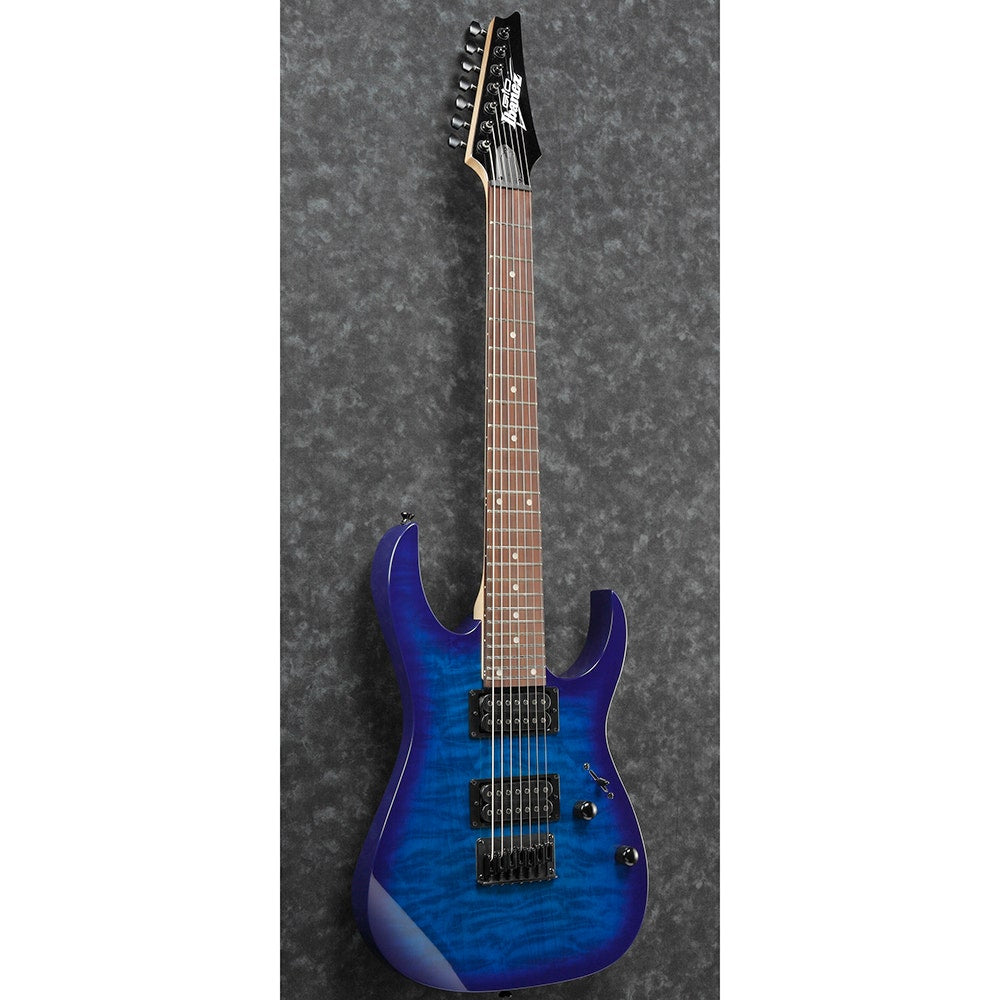 Ibanez GRG7221QATBB GIO RG Electric Guitar, Purpleheart Fretboard, Transparent Blue Burst
