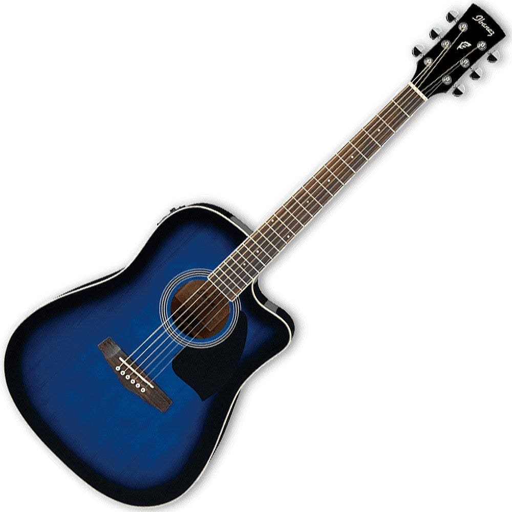 Ibanez PF15ECE TBS Acoustic-Electric Guitar in Transparent Blue Sunburst with Hard Case (B-Stock)