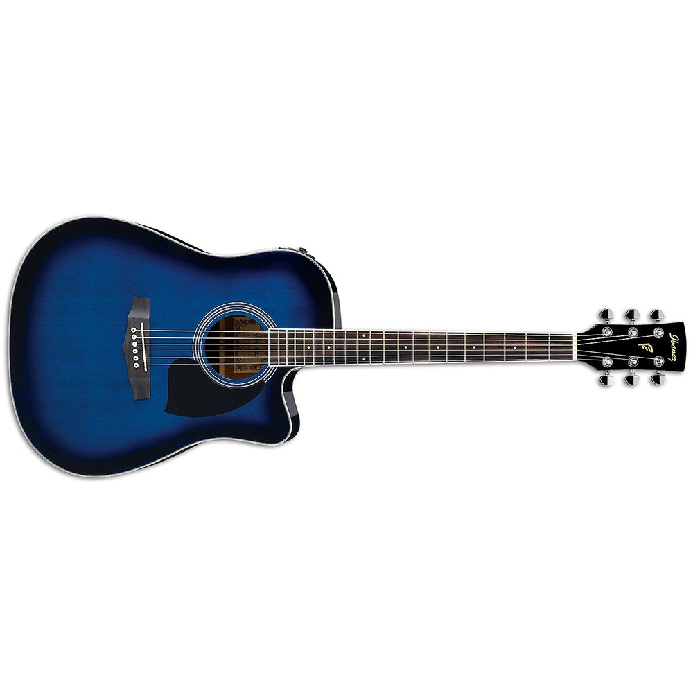 Ibanez PF15ECE TBS Acoustic-Electric Guitar in Transparent Blue Sunburst with Hard Case (B-Stock)