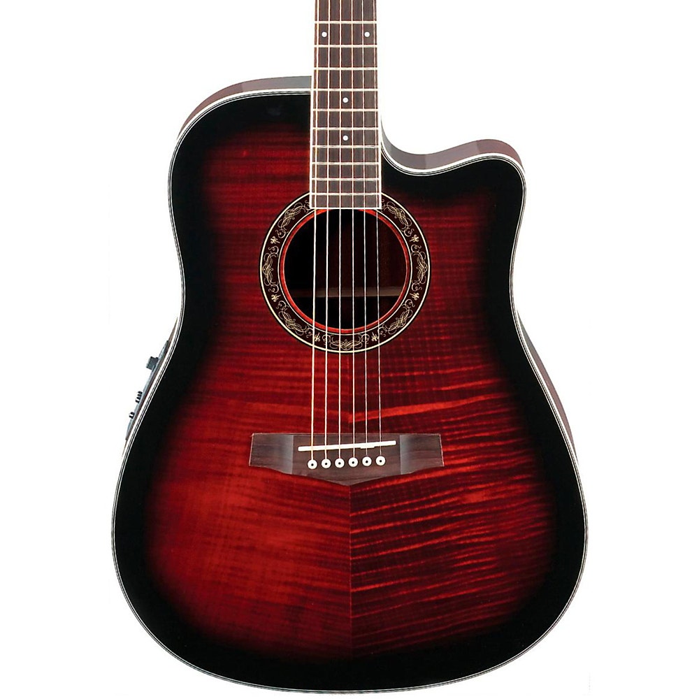 Ibanez PF28ECE TRS Dreadnought Cutaway Acoustic-Electric Guitar - Transparent Red Sunburst High Gloss (B-Stock)