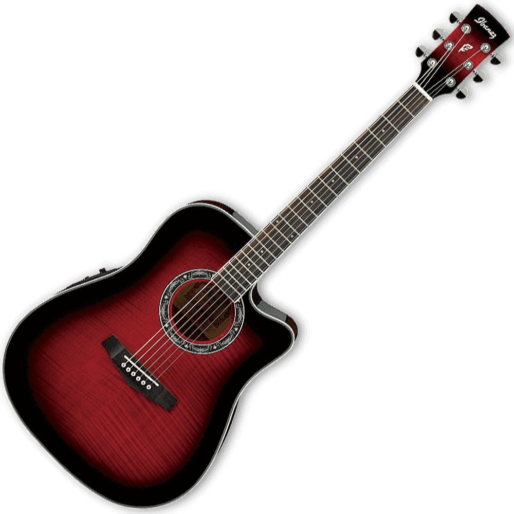 Ibanez PF28ECE TRS Dreadnought Cutaway Acoustic-Electric Guitar - Transparent Red Sunburst High Gloss (B-Stock)