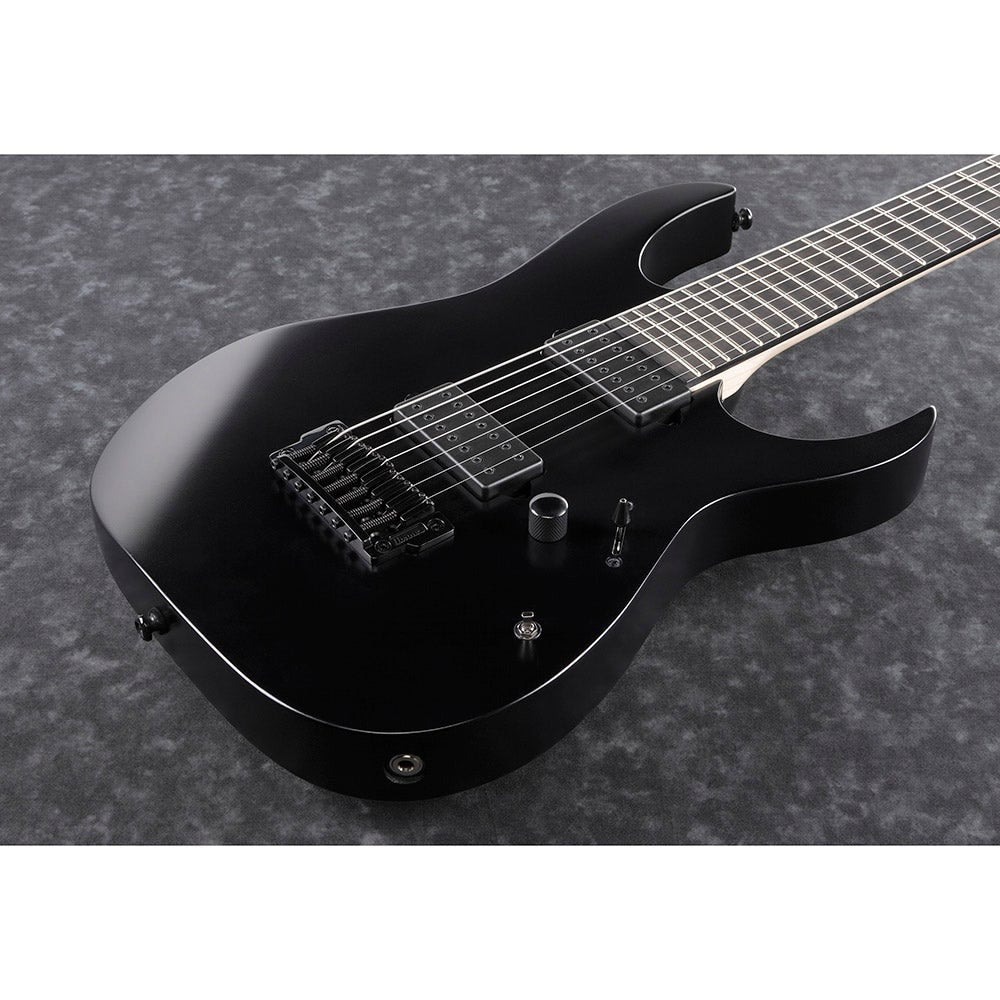Ibanez RGIXL7BKF RG Iron Label Electric Guitar, Ebony Fretboard, Black Flat