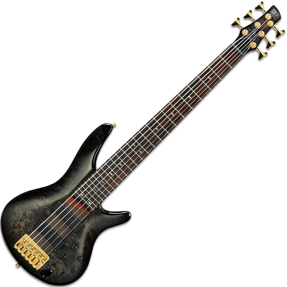 Ibanez SR806 TGB SR Series Electric 6-String Bass Guitar Bartolini Pickups Transparent Gray Burst Finish (B-Stock)