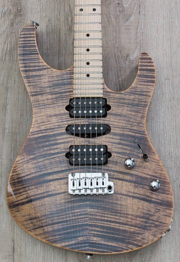 Suhr Modern Pro Electric Guitar, Maple Fingerboard, Gotoh 510 Bridge - Transparent Blue Denim/Slate