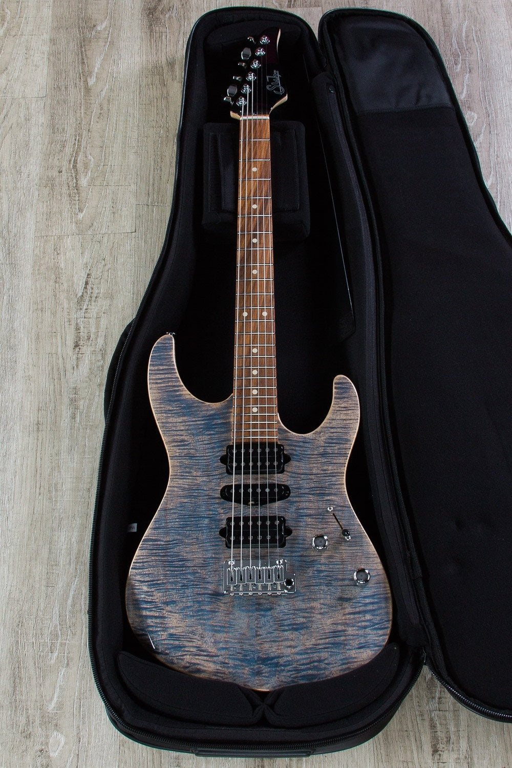 Suhr Modern Pro Electric Guitar, Pau Ferro Fingerboard, Gotoh 510 Bridge, HSH, Gig Bag - Transparent Blue/Denim Slate