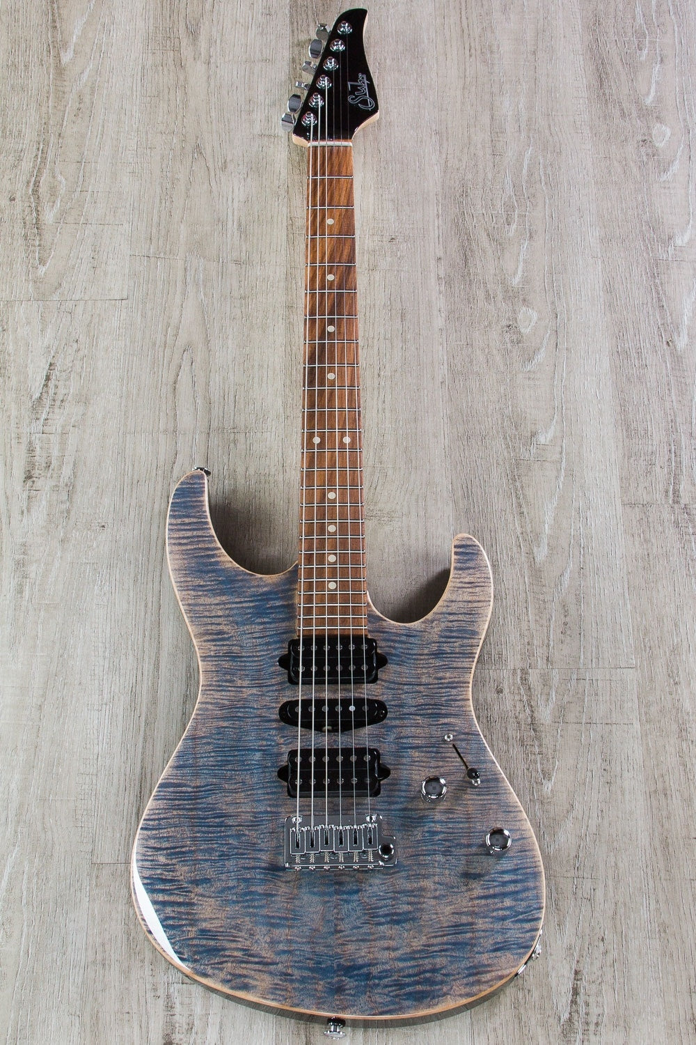 Suhr Modern Pro Electric Guitar, Pau Ferro Fingerboard, Gotoh 510 Bridge, HSH, Gig Bag - Transparent Blue/Denim Slate