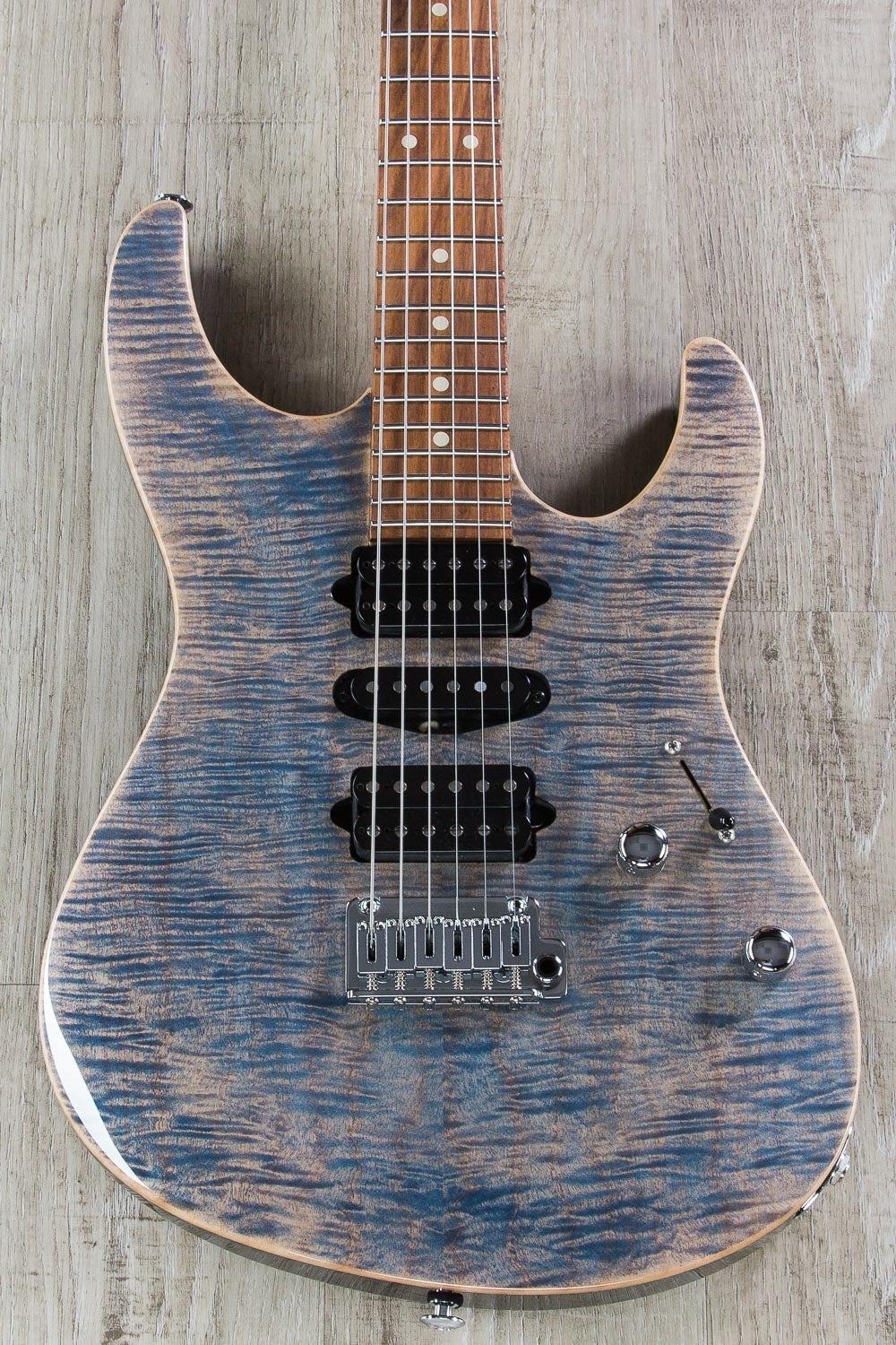 Suhr Modern Pro Electric Guitar, Pau Ferro Fingerboard, Gotoh 510 Bridge, HSH, Gig Bag - Transparent Blue/Denim Slate