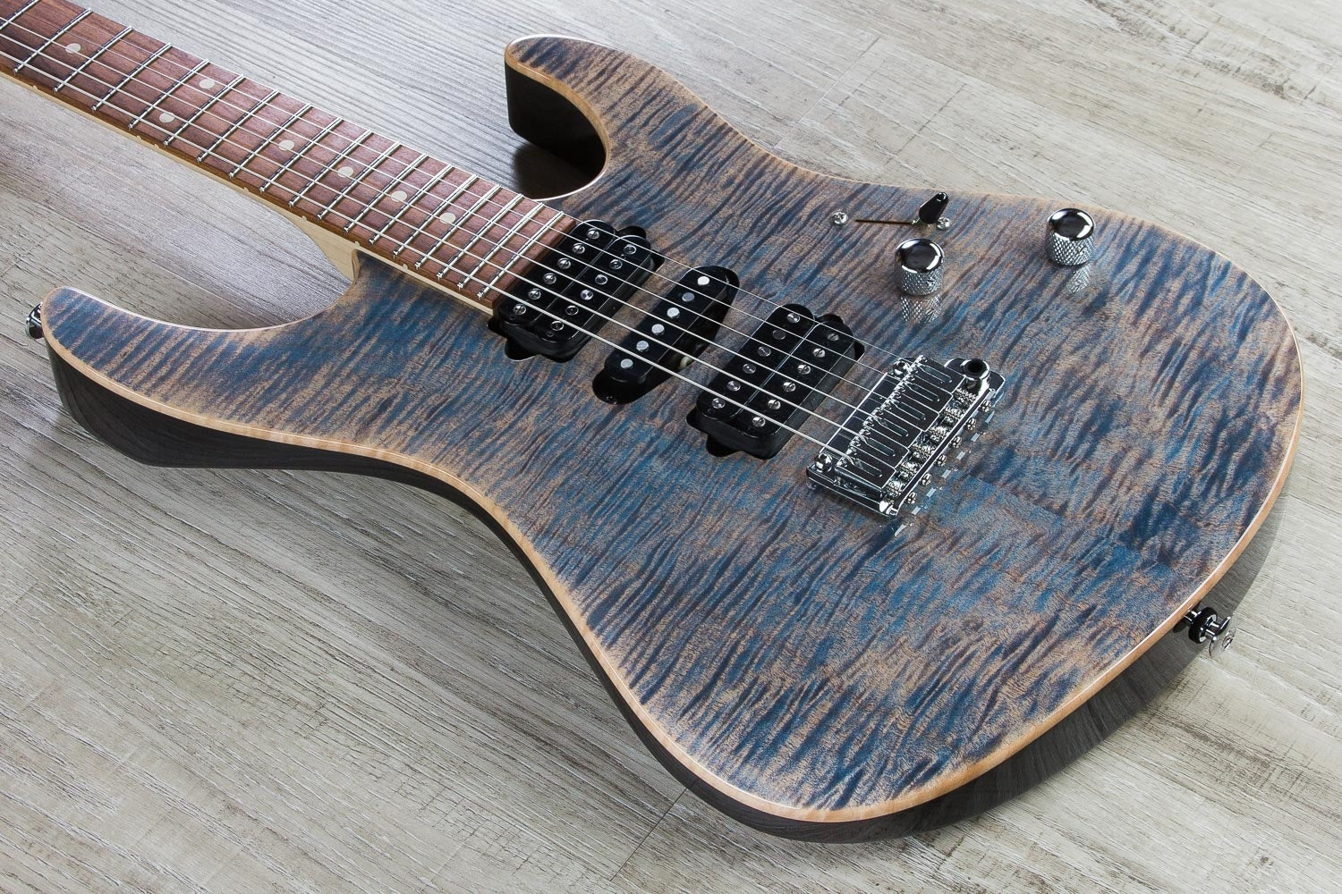 Suhr Modern Pro Electric Guitar, Pau Ferro Fingerboard, Gotoh 510 Bridge, HSH, Gig Bag - Transparent Blue/Denim Slate