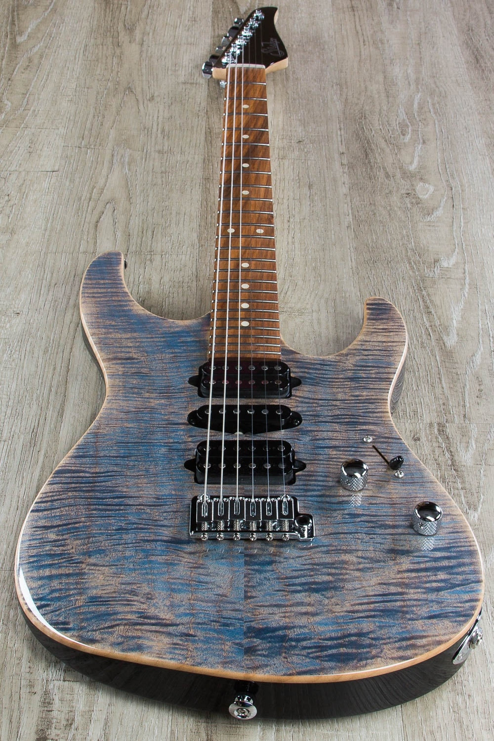 Suhr Modern Pro Electric Guitar, Pau Ferro Fingerboard, Gotoh 510 Bridge, HSH, Gig Bag - Transparent Blue/Denim Slate
