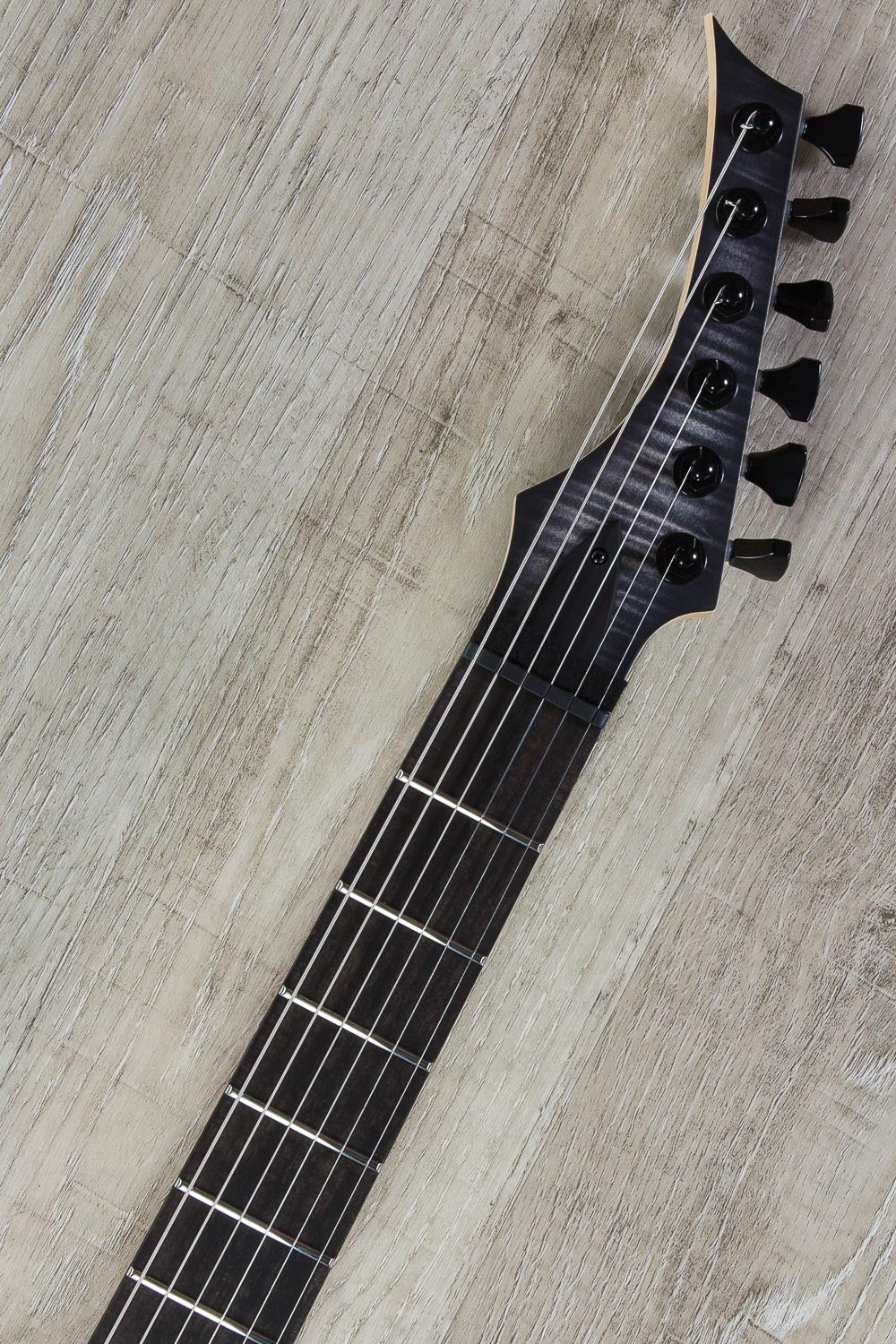 Skervesen Raptor 6 Electric Guitar, 5A Flame Maple Top, Hiscox Hard Case - Graphite Burst Satin