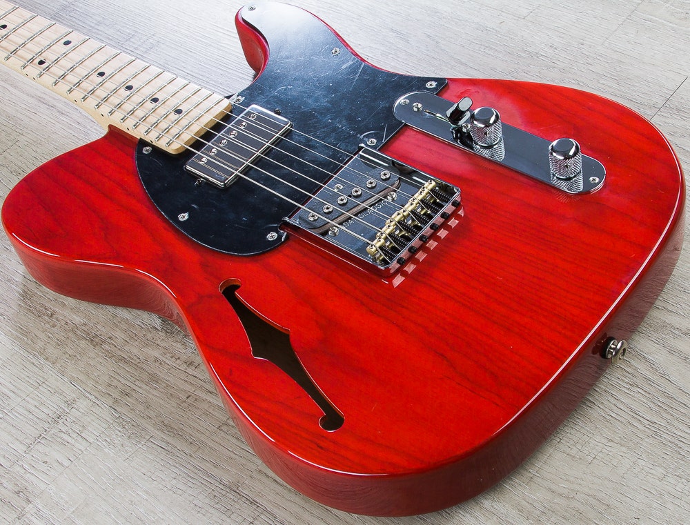 G&L USA ASAT Classic Bluesboy Semi-Hollow Electric Guitar, Maple Fingerboard - Clear Red