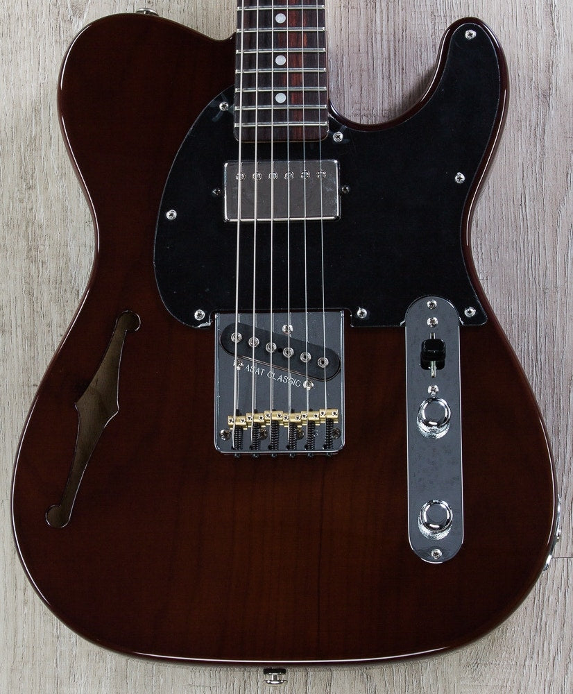G&L USA ASAT Classic Bluesboy Semi-Hollow Electric Guitar, Rosewood Fingerboard, Hard Case - Whiskey