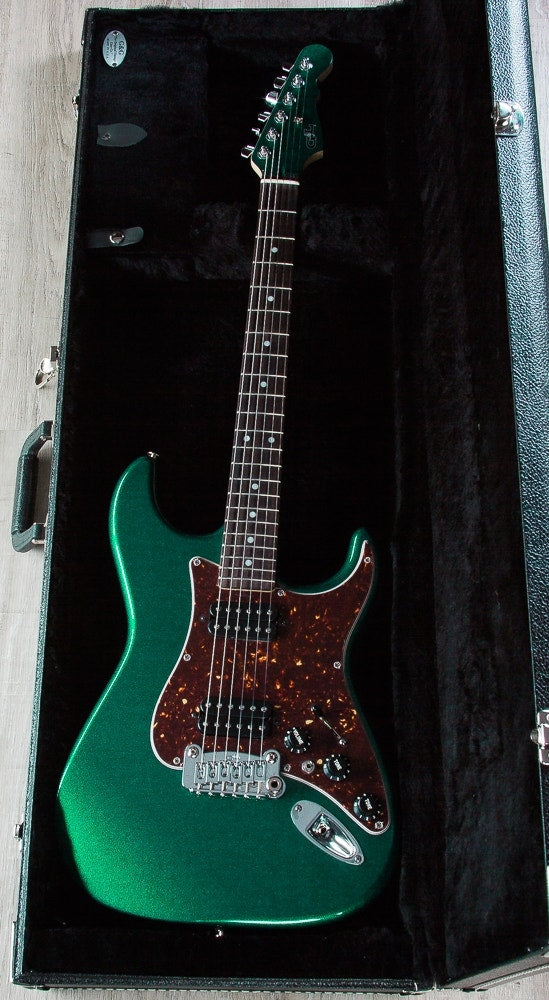 G&L USA Legacy HH Electric Guitar, Rosewood Fingerboard, Hard Case - Emerald Green Metallic
