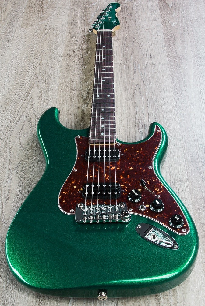 G&L USA Legacy HH Electric Guitar, Rosewood Fingerboard, Hard Case - Emerald Green Metallic