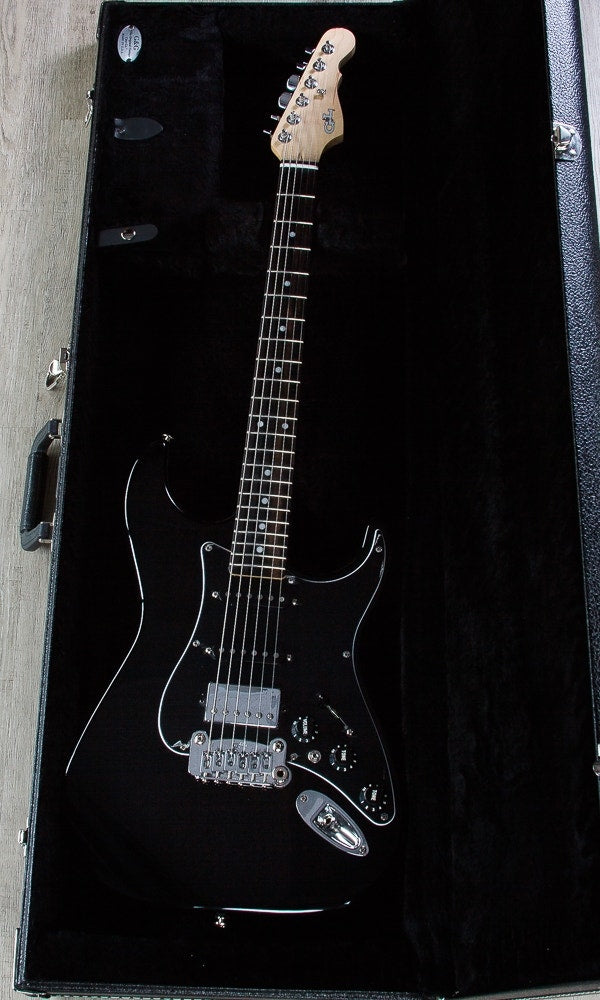 G&L USA Legacy HSS Electric Guitar, Hard Case - Jet Black