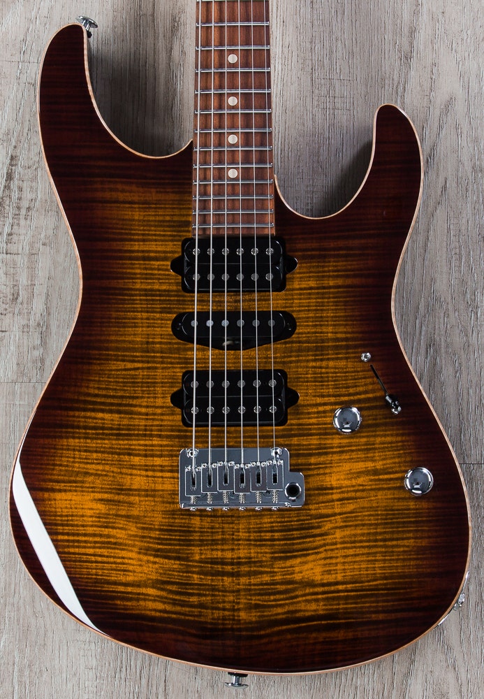 Suhr Modern Pro HSH Electric Guitar, Flamed Maple Top, Pau Ferro Fingerboard, Gig Bag - Bengal Burst