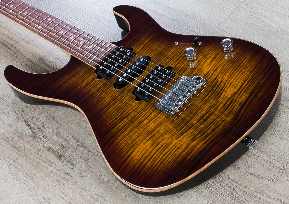 Suhr Modern Pro HSH Electric Guitar, Flamed Maple Top, Pau Ferro Fingerboard, Gig Bag - Bengal Burst