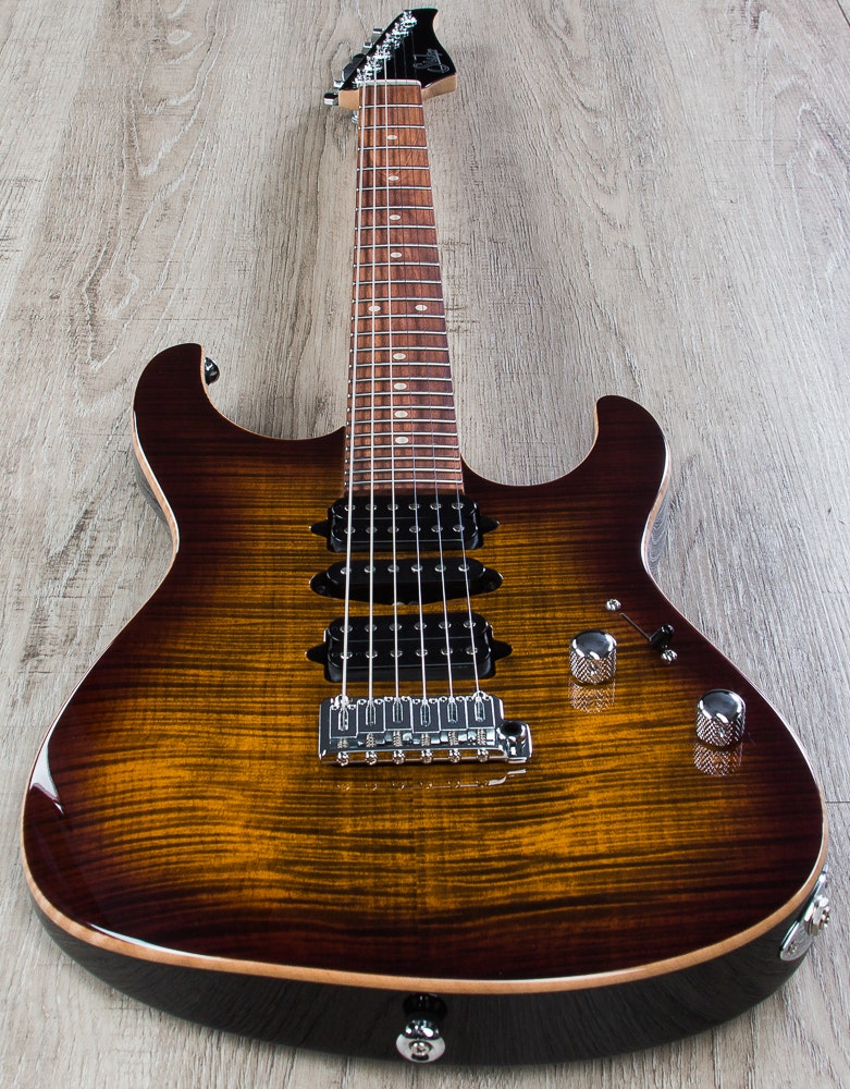 Suhr Modern Pro HSH Electric Guitar, Flamed Maple Top, Pau Ferro Fingerboard, Gig Bag - Bengal Burst