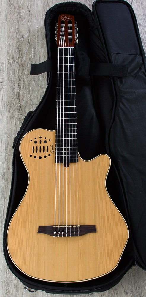 Godin 038114 Multiac Grand Concert 7 7-String (Low B) Acoustic-Electric Guitar with Bag - Natural HG