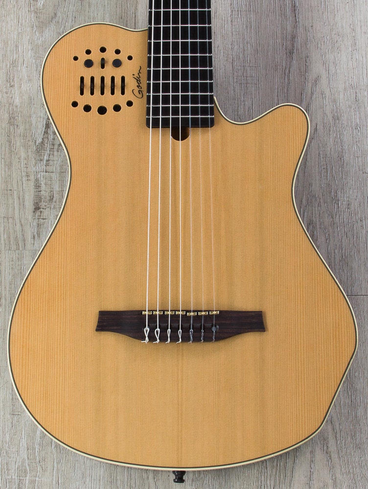 Godin 038114 Multiac Grand Concert 7 7-String (Low B) Acoustic-Electric Guitar with Bag - Natural HG