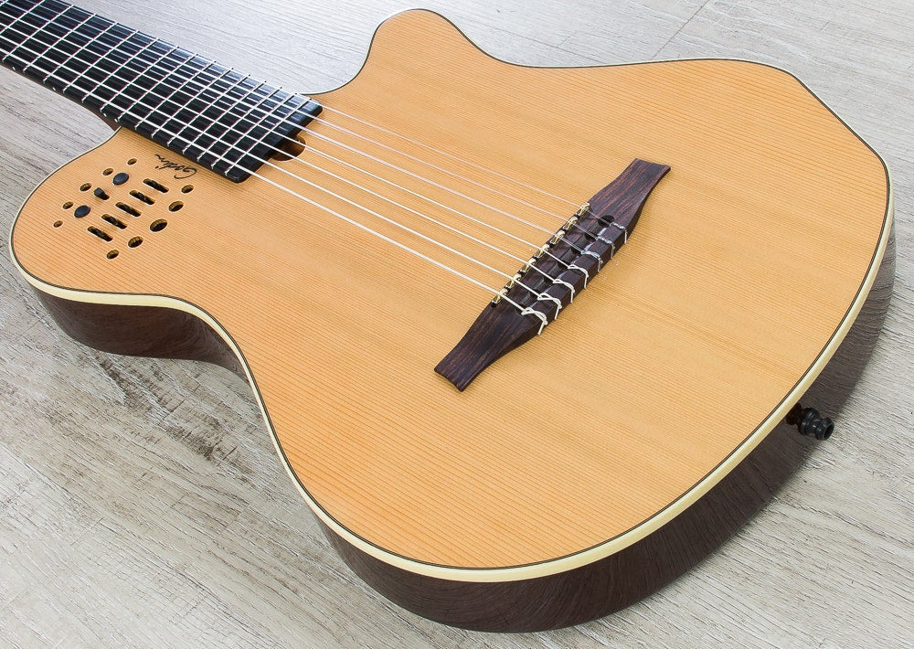 Godin 038114 Multiac Grand Concert 7 7-String (Low B) Acoustic-Electric Guitar with Bag - Natural HG
