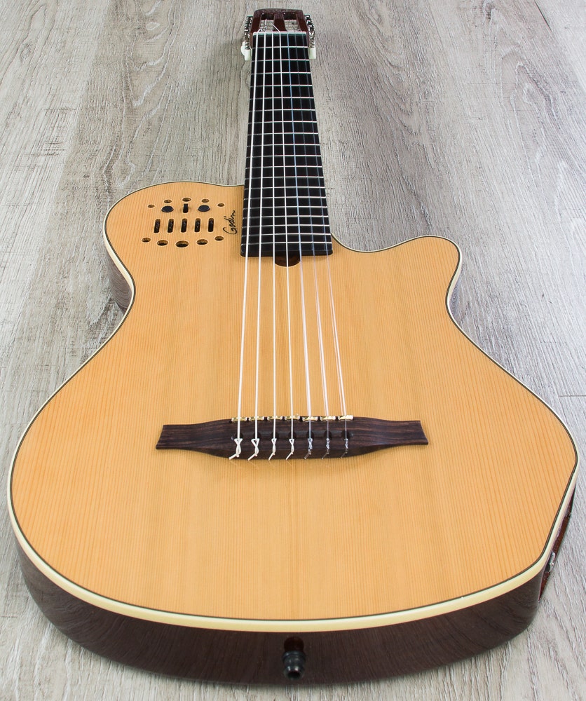 Godin 038114 Multiac Grand Concert 7 7-String (Low B) Acoustic-Electric Guitar with Bag - Natural HG