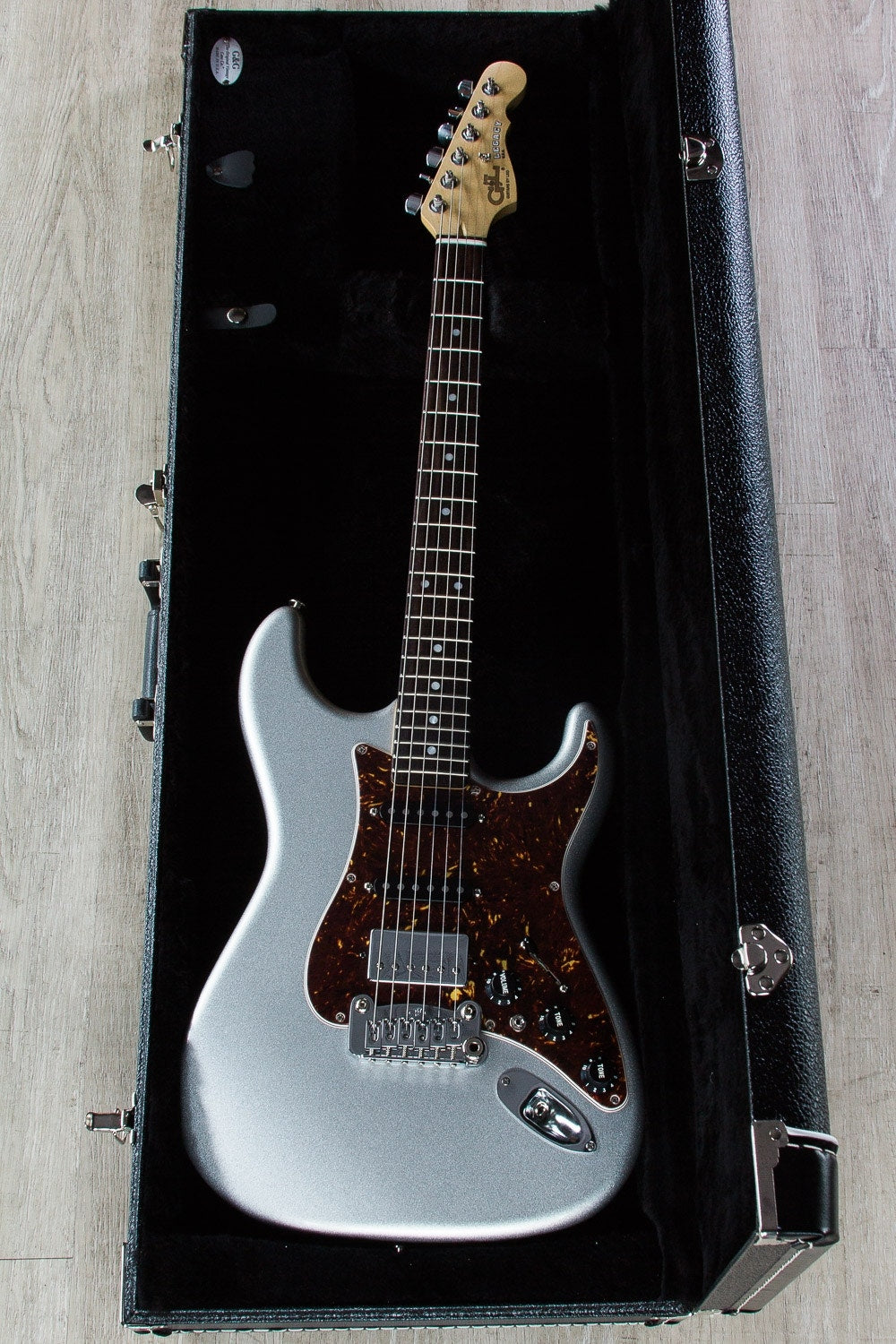 G&L USA Legacy HSS Electric Guitar, Rosewood Fingerboard, Hard Case - Silver Metallic