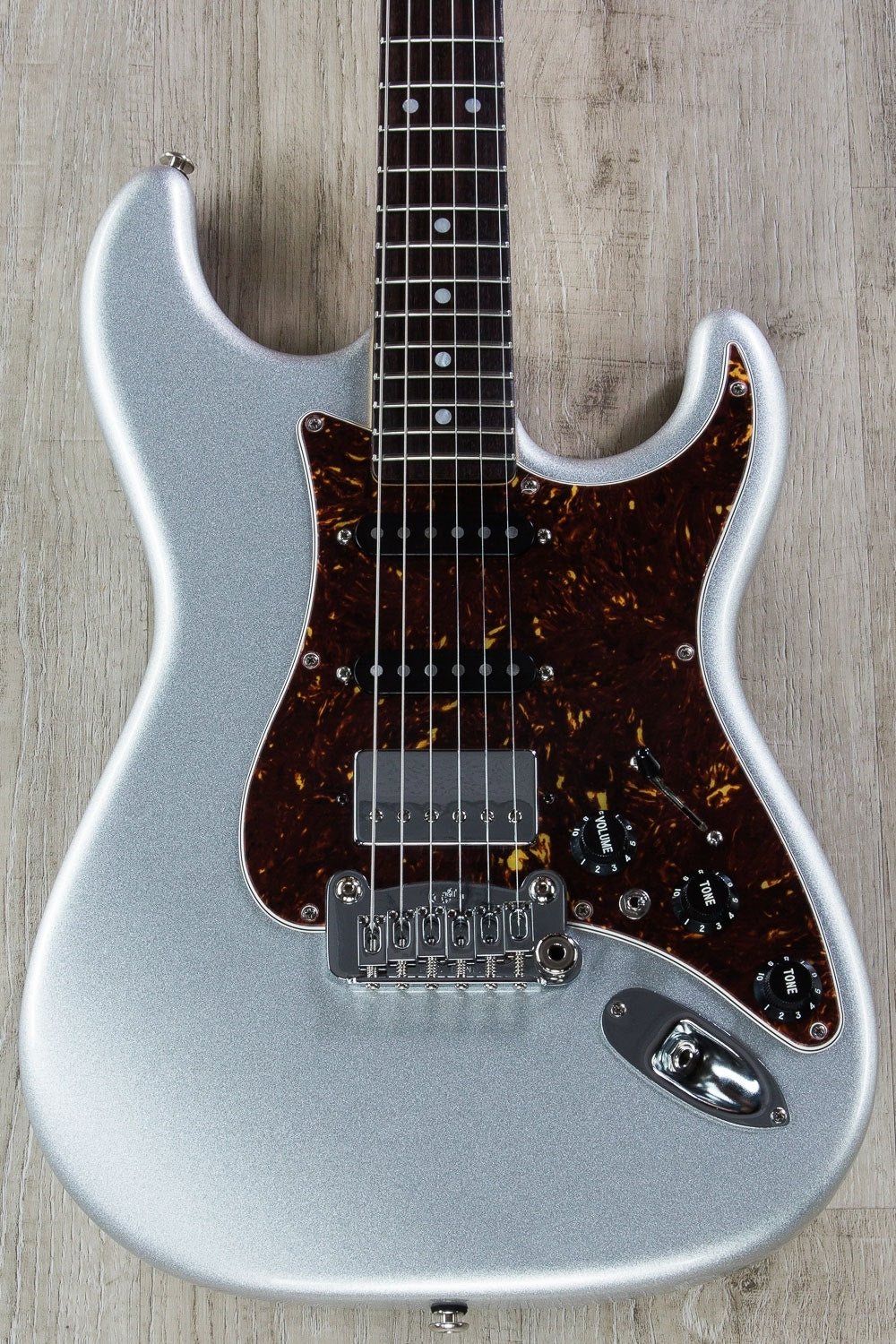 G&L USA Legacy HSS Electric Guitar, Rosewood Fingerboard, Hard Case - Silver Metallic