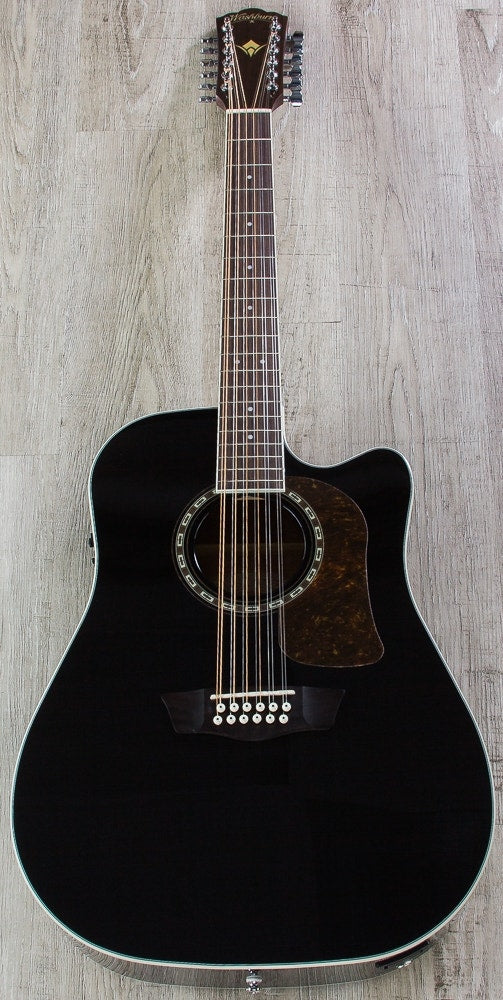 Washburn HD10SCE12B Heritage 10 Series 12-String Acoustic-Electric Guitar - Black