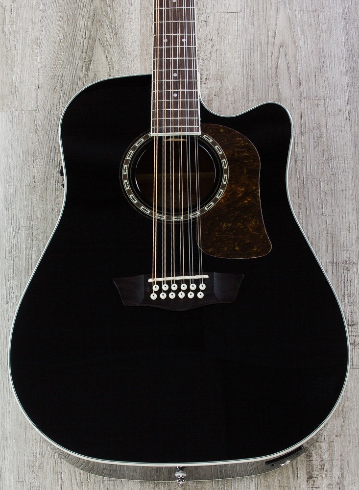 Washburn HD10SCE12B Heritage 10 Series 12-String Acoustic-Electric Guitar - Black