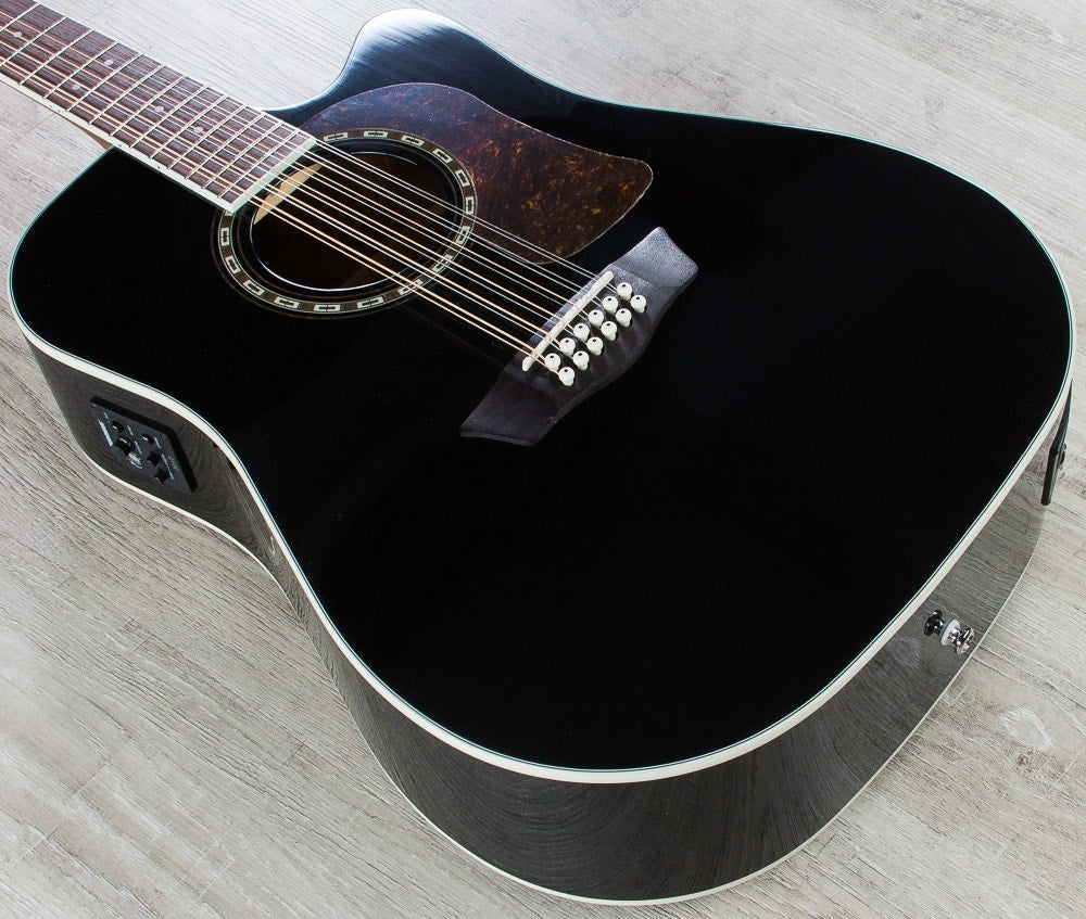 Washburn HD10SCE12B Heritage 10 Series 12-String Acoustic-Electric Guitar - Black