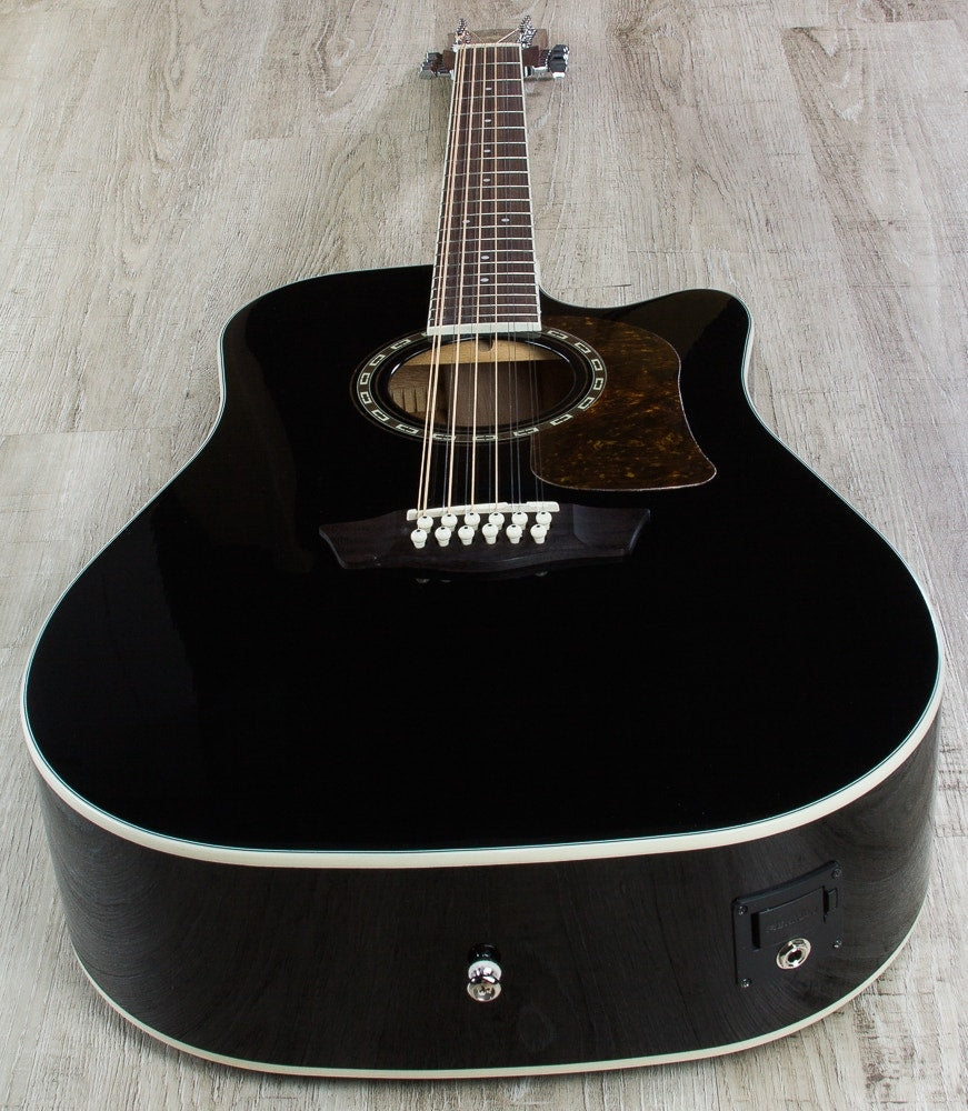 Washburn HD10SCE12B Heritage 10 Series 12-String Acoustic-Electric Guitar - Black