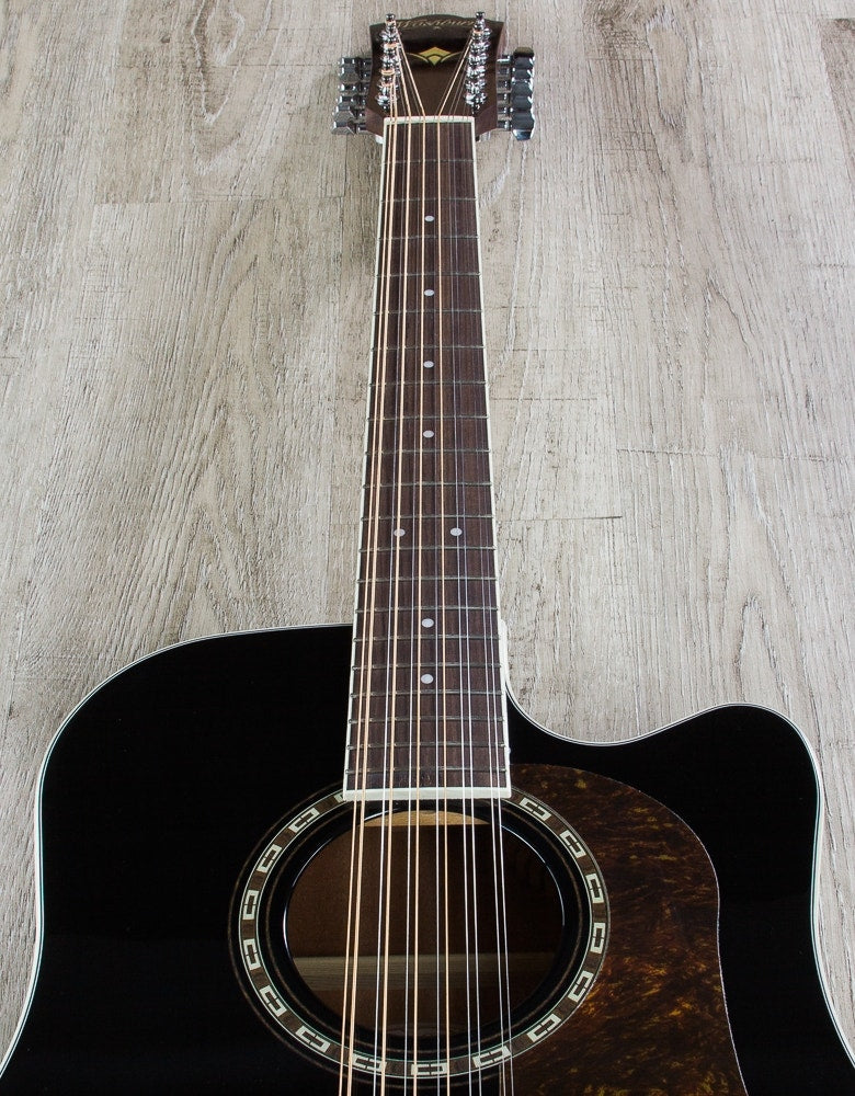 Washburn HD10SCE12B Heritage 10 Series 12-String Acoustic-Electric Guitar - Black